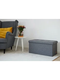 Ławka w kolorze antracytowym ze schowkiem - 76 x 38 x 38 cm