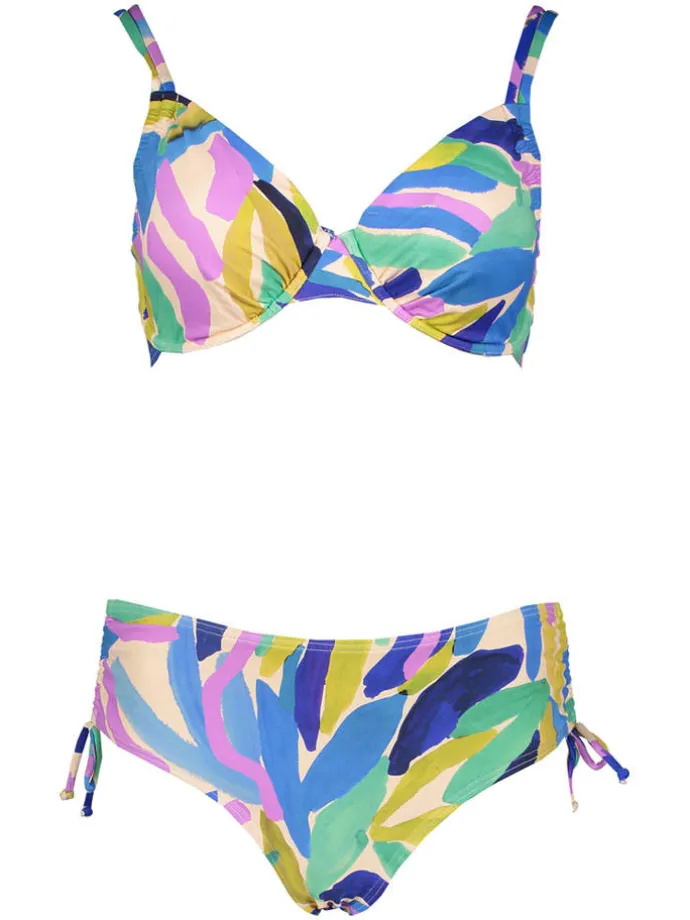Bikini w kolorze niebiesko-turkusowo-jasnoróżowym