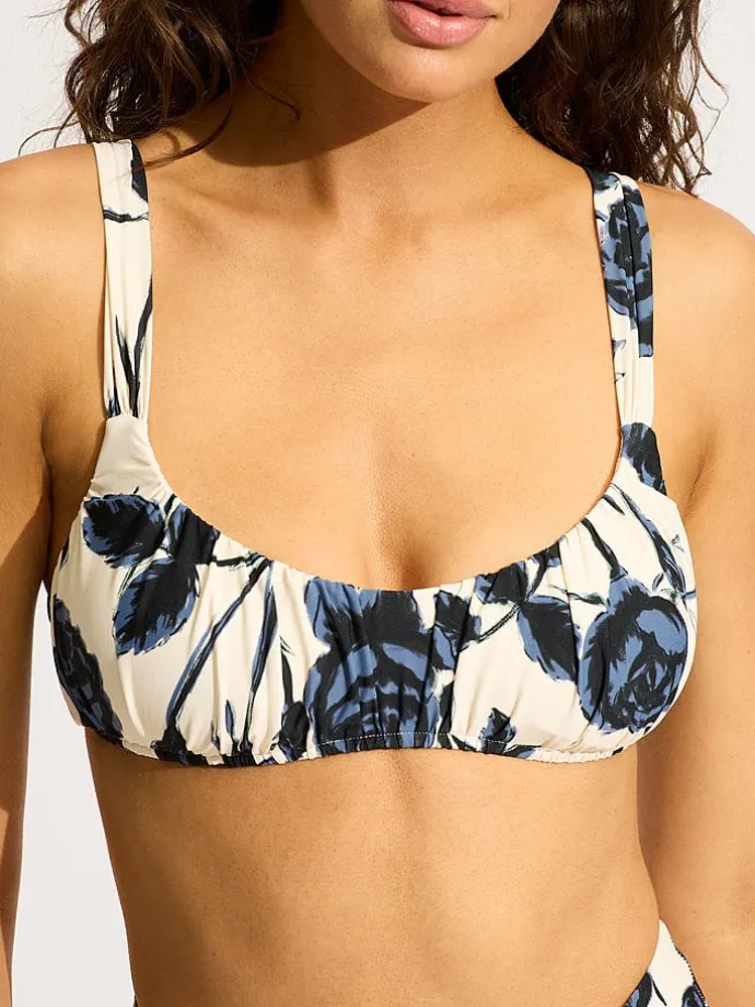 Biustonosz bikini w kolorze kremowo-niebiesko-czarnym