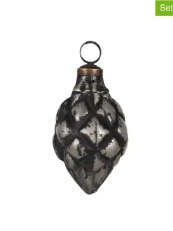 Bombki (2 szt.) w kolorze srebrno-czarnym - wys. 11 x Ø 6 cm