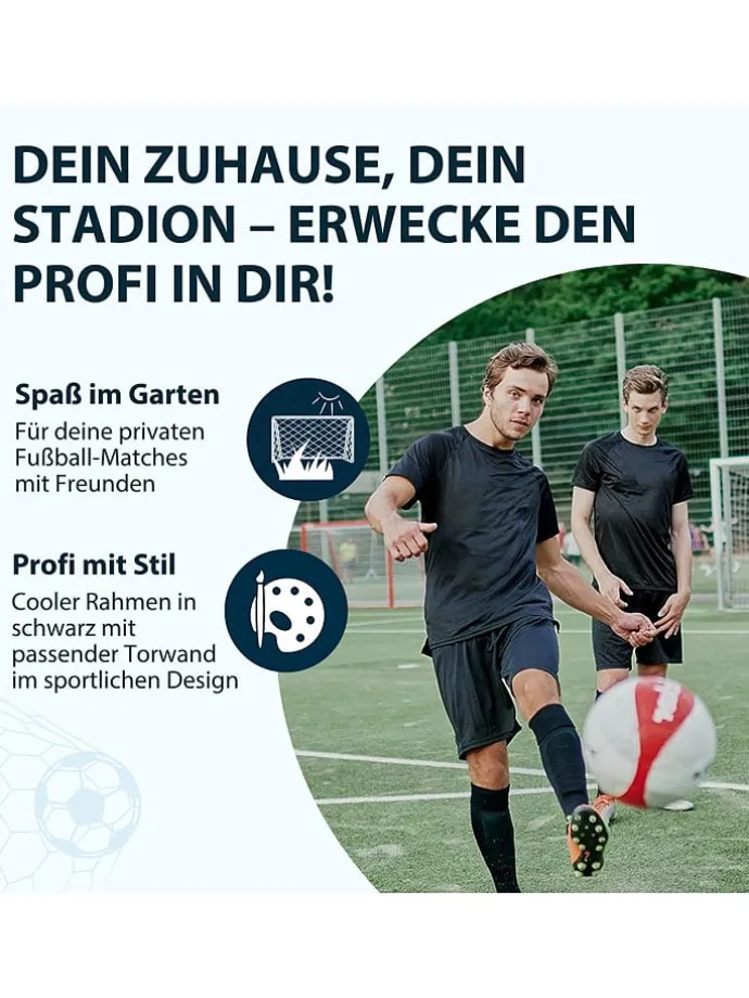 Bramka "Goal" w kolorze niebieskim do piłki nożnej ze ścianą bramkową