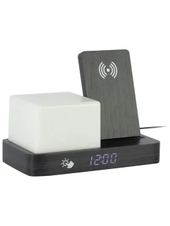Budzik LED "Retro" w kolorze czarnym - 20 x 15,4 x 11,5 cm
