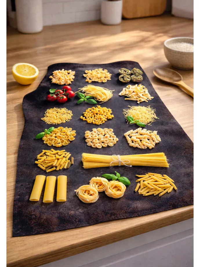 Ściereczki (2 szt.) "Pasta" w kolorze czarno-żółto-czerwonym do naczyń