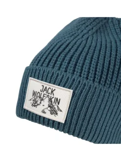 Czapka beanie "Badge" w kolorze niebieskim