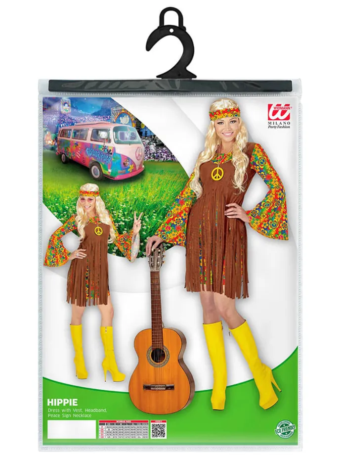 3-częściowy kostium "Hippie" w kolorze jasnobrązowym ze wzorem