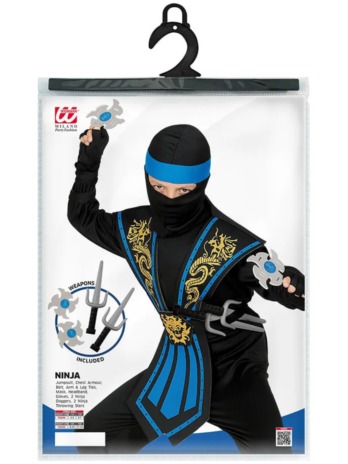 10-częściowy kostium "Kombat Ninja" w kolorze czarno-niebieskim