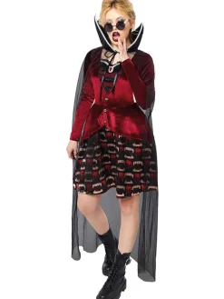 2-częściowy kostium "Midnight Vampiress" w kolorze czerwono-czarnym