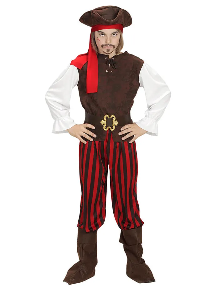 6-częściowy kostium "Pirate of the Caribbean" w kolorze brązowo-czerwonym