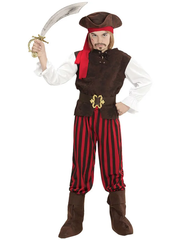 6-częściowy kostium "Pirate of the Caribbean" w kolorze brązowo-czerwonym