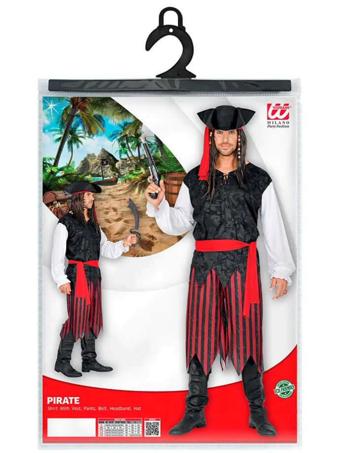 5-częściowy kostium "Pirate" w kolorze biało-czarno-czerwonym