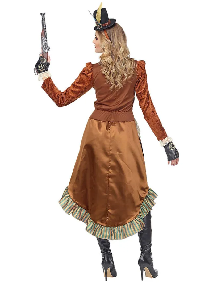 3-częściowy kostium "Steampunk" w kolorze jasnobrązowo-niebieskim