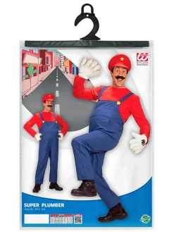 3-częściowy kostium "Super Plumber" w kolorze czerwono-niebieskim