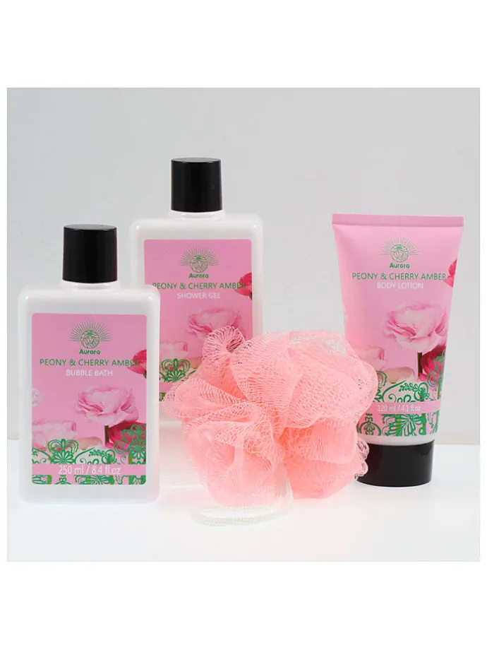 4-częściowy zestaw pielęgnacyjny "Peony & Cherry Amber"