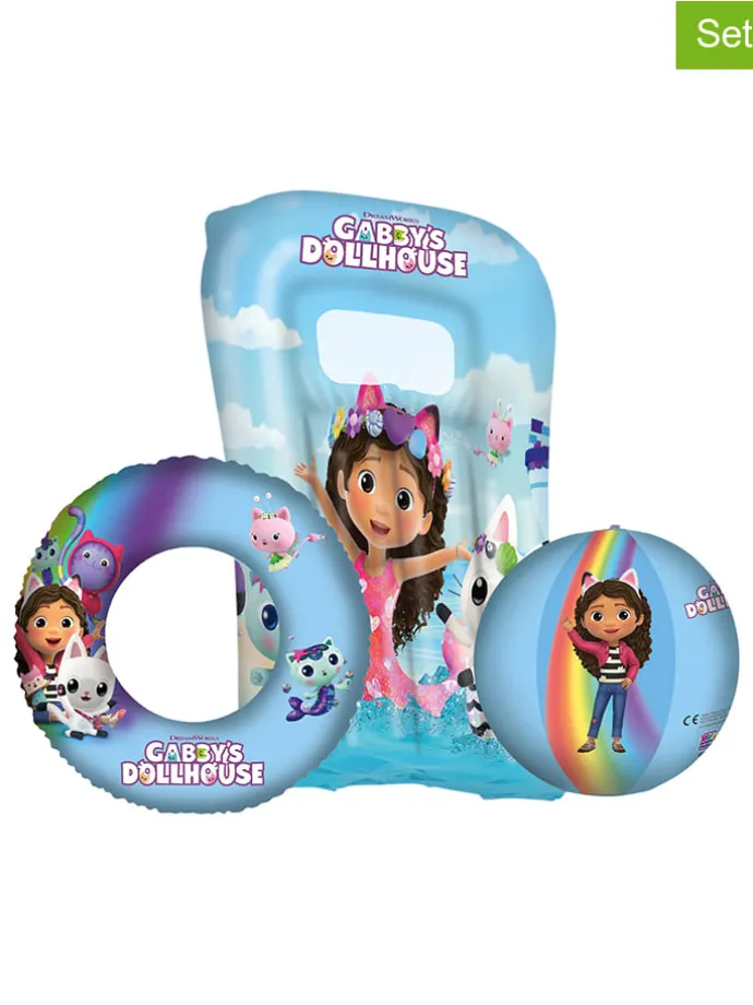 3-częściowy zestaw plażowy "Dollhouse" w kolorze błękitnym - 3+