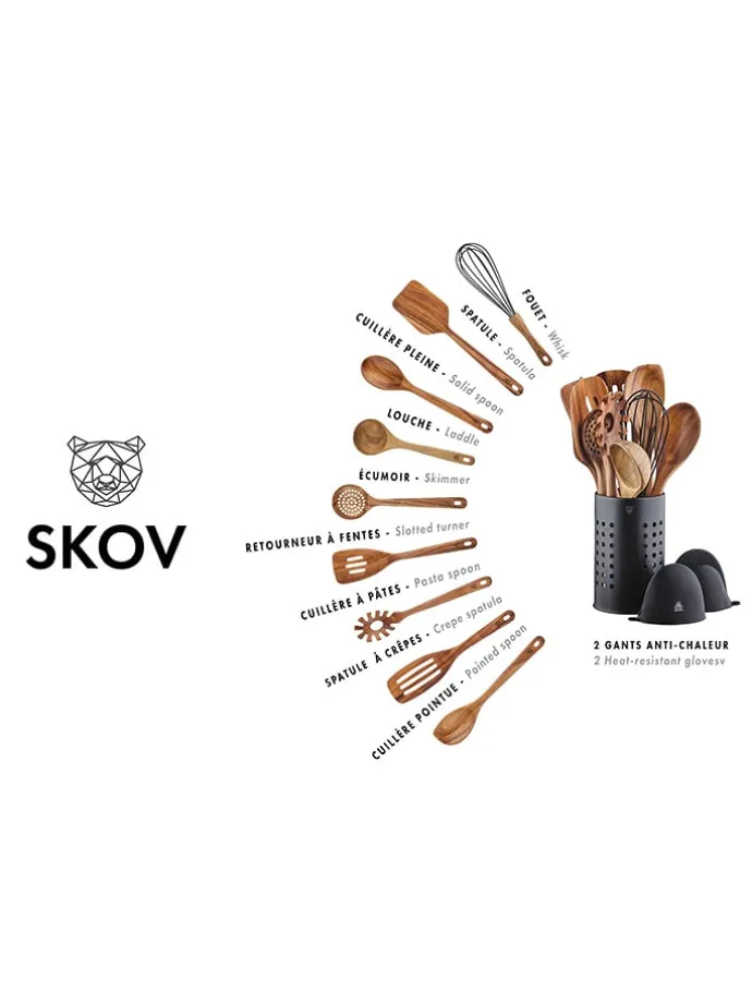 12-częściowy zestaw "Skov" w kolorze brązowo-czarnym