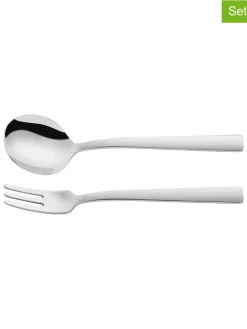 2-częściowy zestaw sztućców w kolorze srebrnym do spaghetti - dł. 20 cm