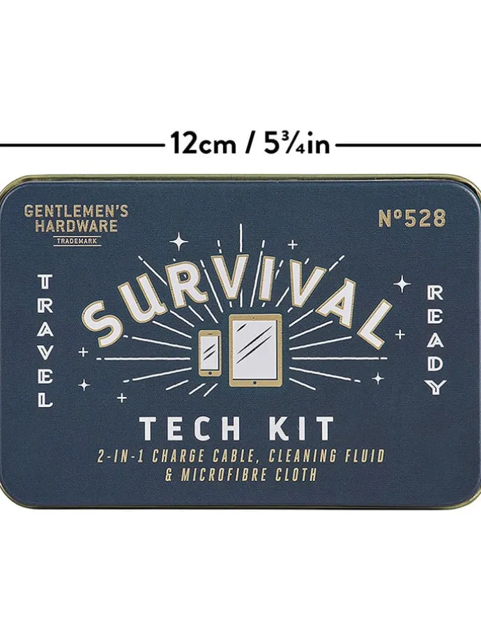 4-częściowy zestaw turystyczny "Survival Tech Kit" w kolorze niebiesko-białym