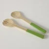 2-częściowy zestaw w kolorze beżowo-zielonym do sałatek - dł. 29 cm
