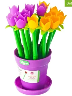 16-częściowy zestaw w kolorze fioletowo-żółtym - wys. 16,5 cm