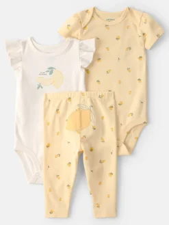3-częściowy zestaw w kolorze żółto-kremowym