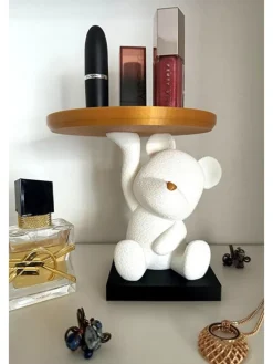 Dekoracja w kolorze złoto-białym - wys. 14 cm