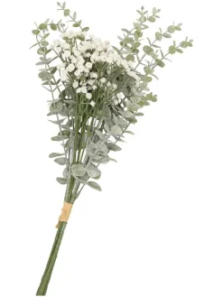 Dekoracyjna gałązka "Eucalyptus" w kolorze zielono-białym - wys. 90 cm