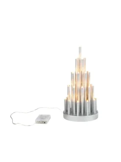 Dekoracyjna lampa LED w kolorze srebrnym - 16 x 16 x 32 cm