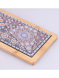 Deska w kolorze jasnobrązowo-niebieskim do krojenia - 12,5 x 41,5 x 1,2 cm