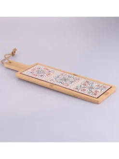 Deska w kolorze jasnobrązowym ze wzorem do krojenia - 12,5 x 41,5 x 1,2 cm