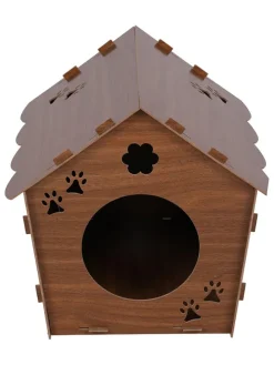 Domek w kolorze ciemnobrązowym dla kota - 40 x 38 x 43 cm