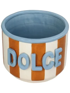 Doniczka "Dolce" w kolorze błękitno-pomarańczowym - wys. 11,5 x Ø 14,2 cm
