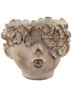 Doniczka "Face" w kolorze szarym - wys. 23 x Ø 26 cm