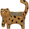 Doniczka "Leopard" w kolorze żółtym - 14,3 x 16,5 x 6 cm