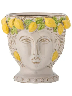 Doniczka "Limone" w kolorze kremowo-żółtym - wys. 16 x Ø 16,5 cm