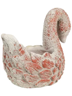 Doniczka w kolorze jasnoszaro-czerwonym - 19 x 15 x 11 cm