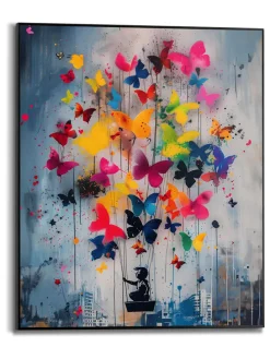 Druk artystyczny "Bright Butterflies" w ramce - 40 x 50 cm