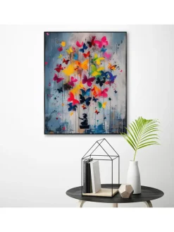Druk artystyczny "Bright Butterflies" w ramce - 40 x 50 cm