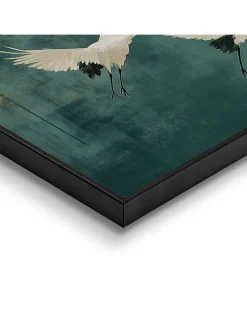 Druk artystyczny "Evening Cranes Green" w ramce