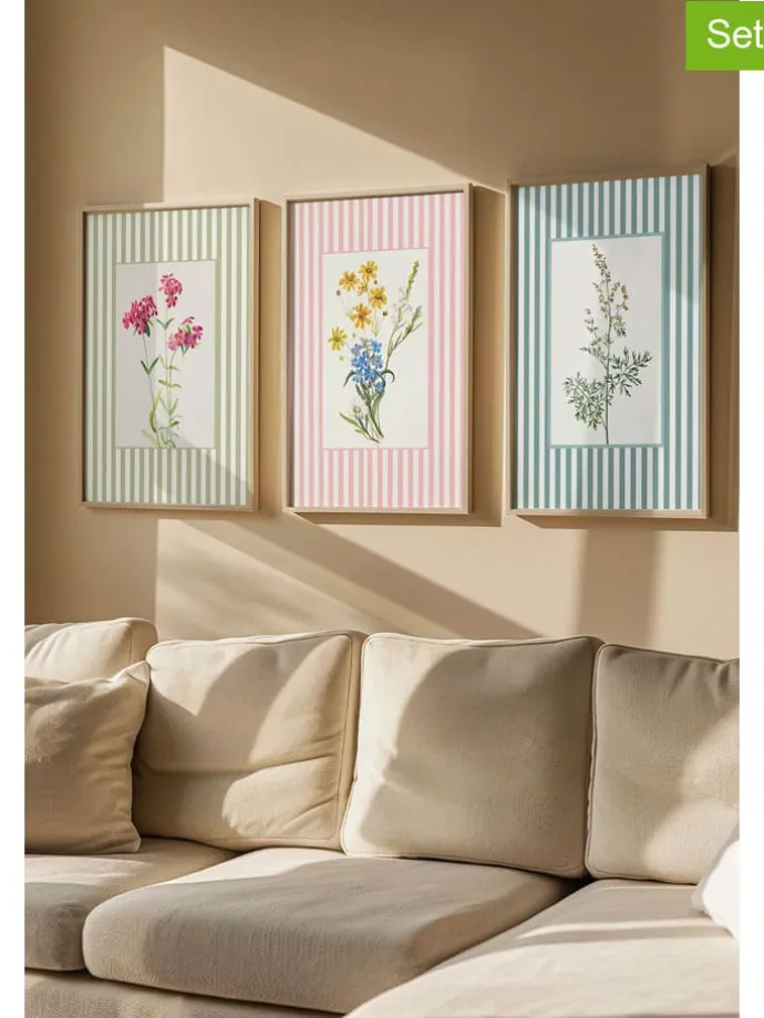 Druki artystyczne (3 szt.) w ramce - 50 x 70 cm