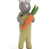 Figurka dekoracyjna "Bunny" w kolorze szaro-zielonym - dł. 27 cm