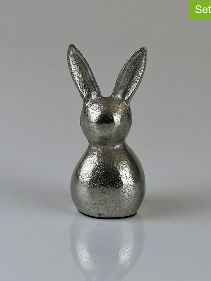 Figurka dekoracyjna "Hare" w kolorze srebrnym - wys. 11 x Ø 5 cm