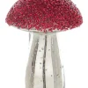 Figurka dekoracyjna "Mushroom" w kolorze srebrno-czerwonym - wys. 9,5 cm
