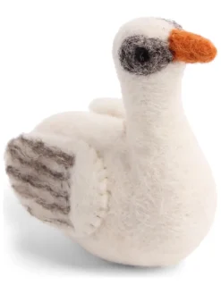 Figurka dekoracyjna "Swan" w kolorze białym - 6 x 8 cm