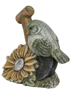 Figurka ogrodowa "Bird" w kolorze brązowym ze wzorem - 13,5 x 13 x 9,5 cm