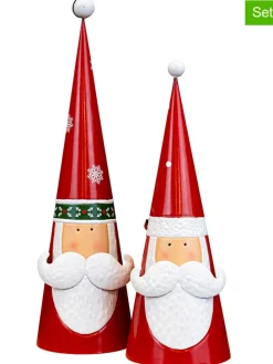 Figurki dekoracyjne (2 szt.) "Santa" w kolorze biało-czerwonym