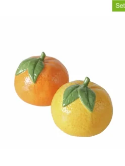Figurki dekoracyjne (2 szt.) w kolorze żółto-pomarańczowym - wys.7 x Ø7,5cm