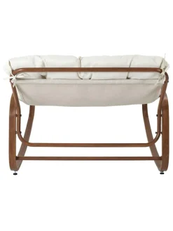 Fotel bujany w kolorze kremowo-brązowym - 92 x 69 x 130 cm