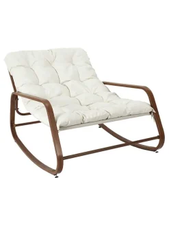Fotel bujany w kolorze kremowo-brązowym - 92 x 69 x 130 cm