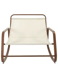 Fotel bujany w kolorze kremowo-brązowym - 92 x 69 x 130 cm