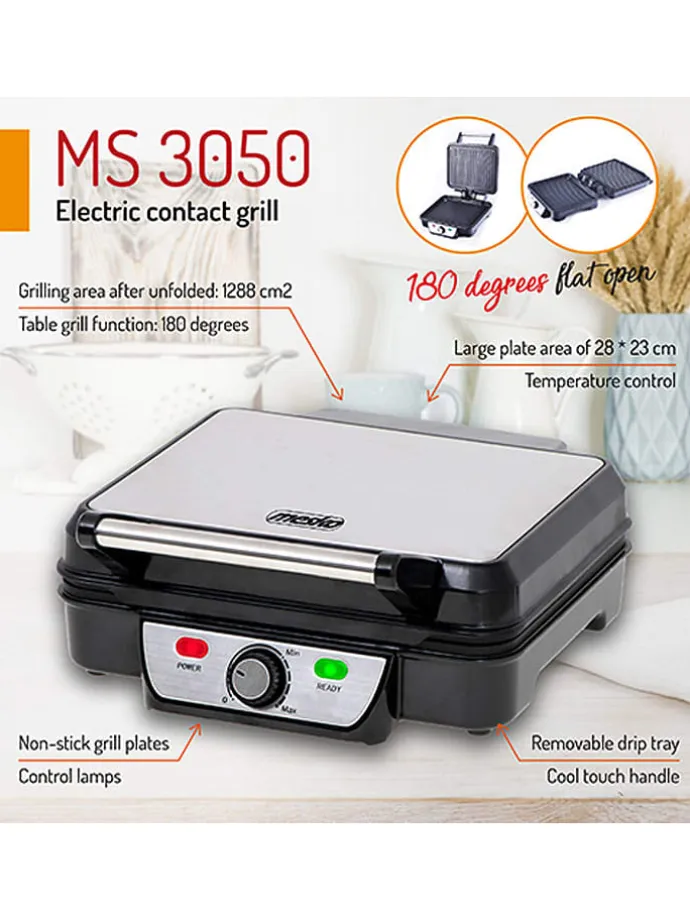 Grill stołowy "MS 3050" w kolorze srebrnym